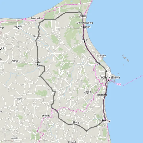 Map miniature of "Coastal Exploration" cycling inspiration in Nordjylland, Denmark. Generated by Tarmacs.app cycling route planner