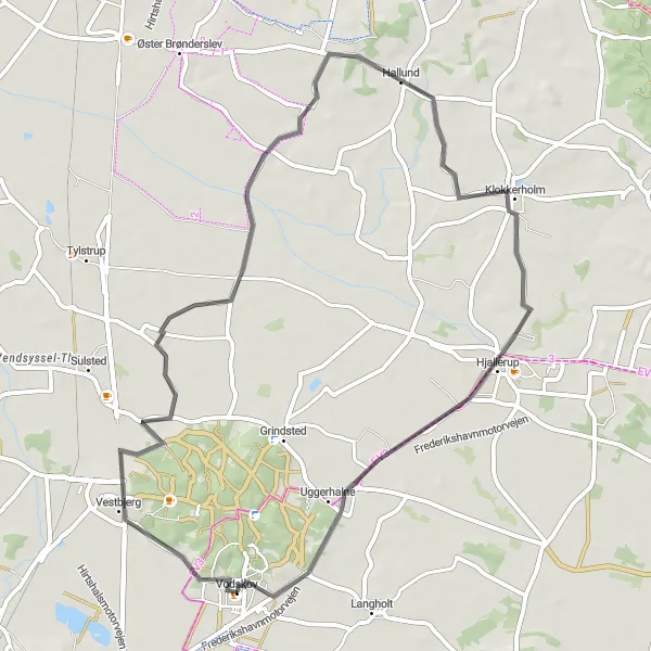 Map miniature of "Scenic Road Cycling in Northern Denmark" cycling inspiration in Nordjylland, Denmark. Generated by Tarmacs.app cycling route planner