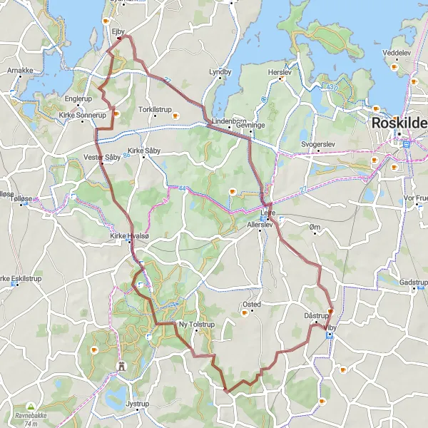 Map miniature of "Lejre Loop" cycling inspiration in Sjælland, Denmark. Generated by Tarmacs.app cycling route planner