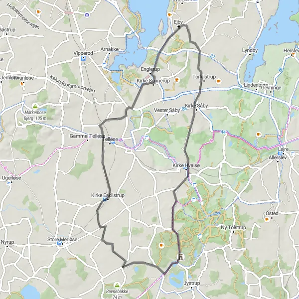 Map miniature of "Scenic Skjoldenæsholm Circuit" cycling inspiration in Sjælland, Denmark. Generated by Tarmacs.app cycling route planner