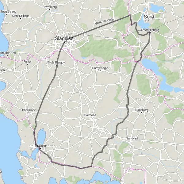 Map miniature of "Skælskør Explorer" cycling inspiration in Sjælland, Denmark. Generated by Tarmacs.app cycling route planner