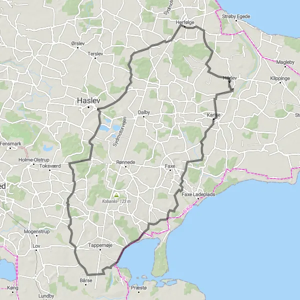 Map miniature of "Havørnekig Loop" cycling inspiration in Sjælland, Denmark. Generated by Tarmacs.app cycling route planner