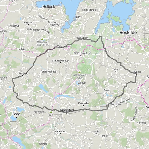 Map miniature of "Northwest Sjælland Adventure" cycling inspiration in Sjælland, Denmark. Generated by Tarmacs.app cycling route planner