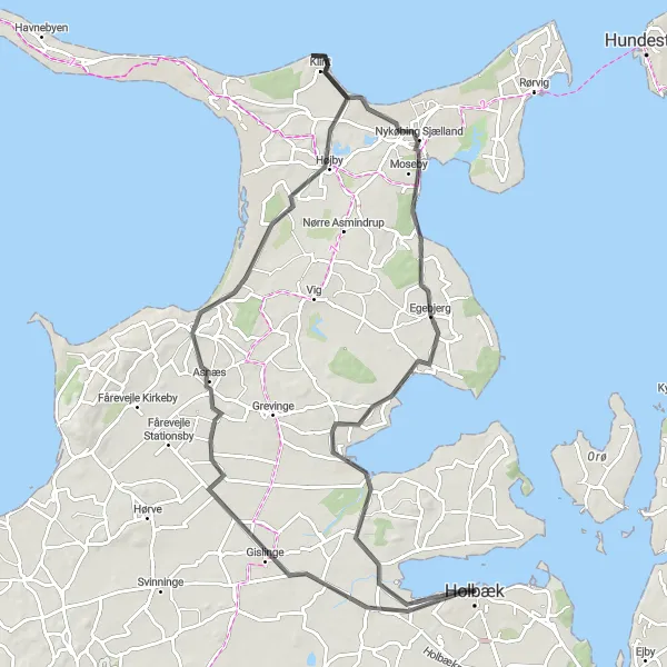 Miniaturekort af cykelinspirationen "Sjælland Highlights Tour" i Sjælland, Denmark. Genereret af Tarmacs.app cykelruteplanlægger