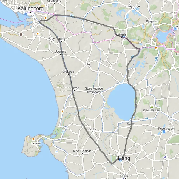 Map miniature of "Sæby Loop Ride" cycling inspiration in Sjælland, Denmark. Generated by Tarmacs.app cycling route planner