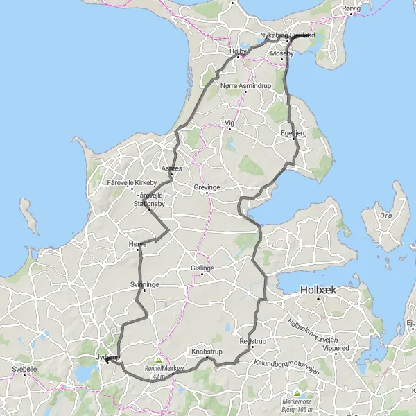 Map miniature of "The Ultimate Challenge" cycling inspiration in Sjælland, Denmark. Generated by Tarmacs.app cycling route planner