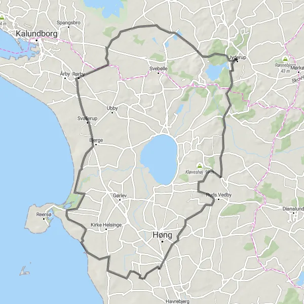 Map miniature of "Jyderup Loop" cycling inspiration in Sjælland, Denmark. Generated by Tarmacs.app cycling route planner