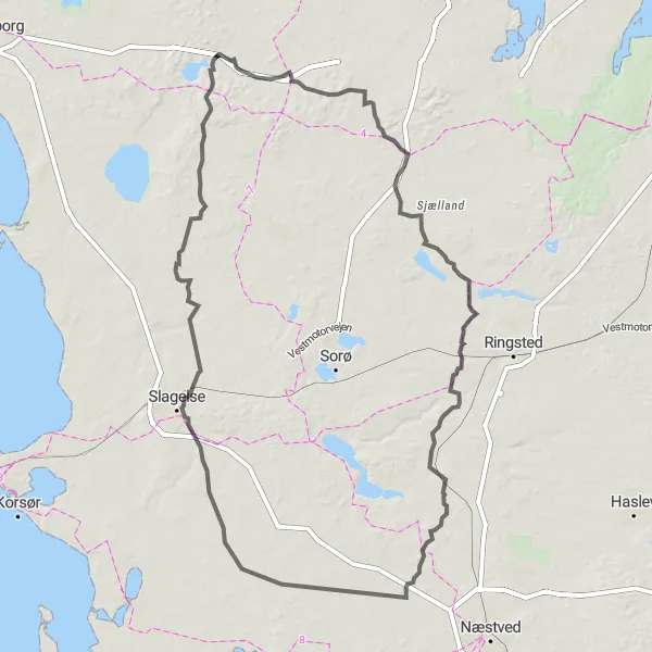 Map miniature of "Historical Landmarks and Scenic Delights" cycling inspiration in Sjælland, Denmark. Generated by Tarmacs.app cycling route planner