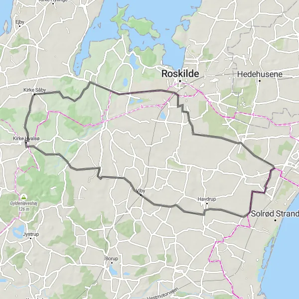 Map miniature of "Gevninge Loop" cycling inspiration in Sjælland, Denmark. Generated by Tarmacs.app cycling route planner