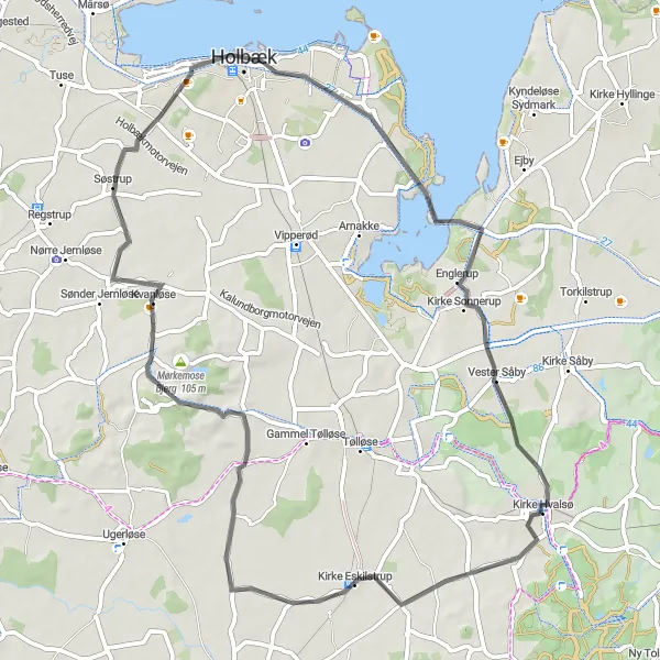 Map miniature of "Brorfelde Discovery" cycling inspiration in Sjælland, Denmark. Generated by Tarmacs.app cycling route planner