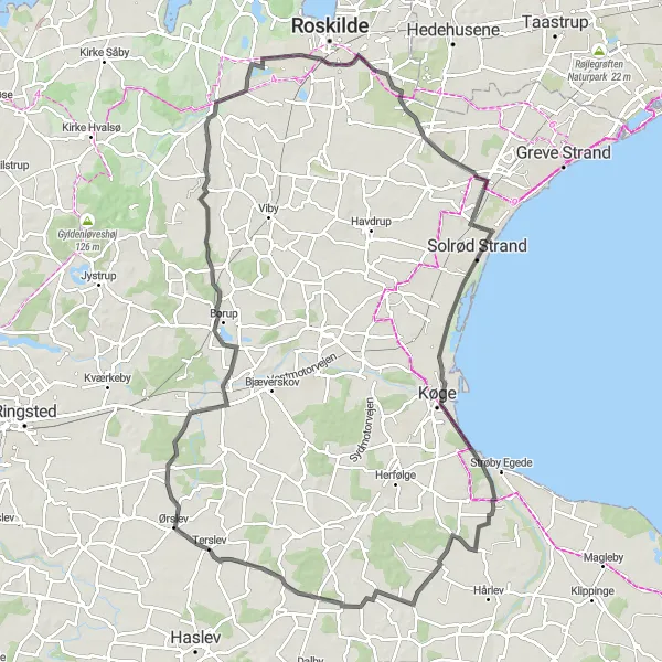 Map miniature of "Lejre Grand Tour" cycling inspiration in Sjælland, Denmark. Generated by Tarmacs.app cycling route planner