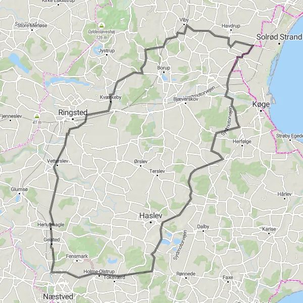 Map miniature of "Lille Skensved to Kirke Skensved" cycling inspiration in Sjælland, Denmark. Generated by Tarmacs.app cycling route planner