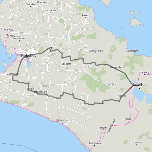 Map miniature of "Coastal Beauty" cycling inspiration in Sjælland, Denmark. Generated by Tarmacs.app cycling route planner
