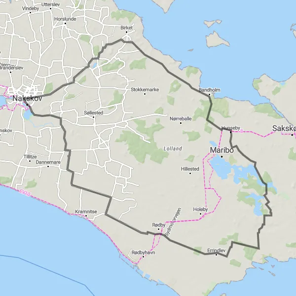 Map miniature of "Historic Villages and Coastal Beauty" cycling inspiration in Sjælland, Denmark. Generated by Tarmacs.app cycling route planner