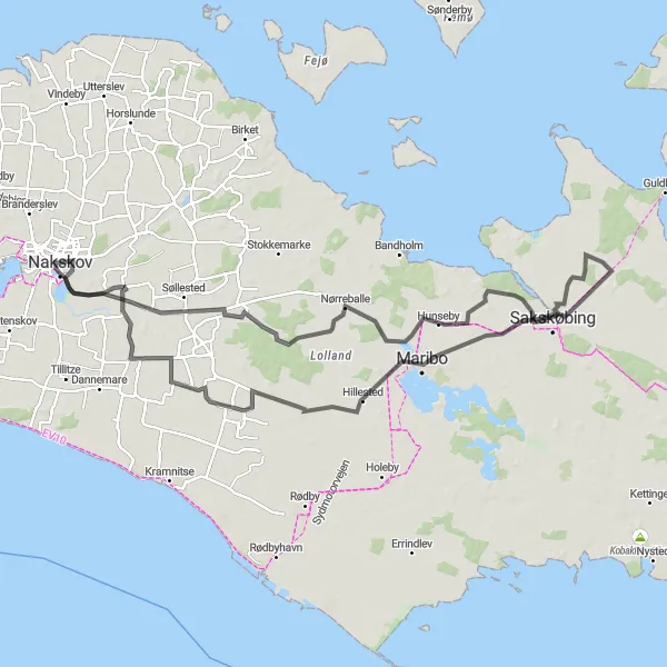 Map miniature of "Picturesque Road Journey" cycling inspiration in Sjælland, Denmark. Generated by Tarmacs.app cycling route planner