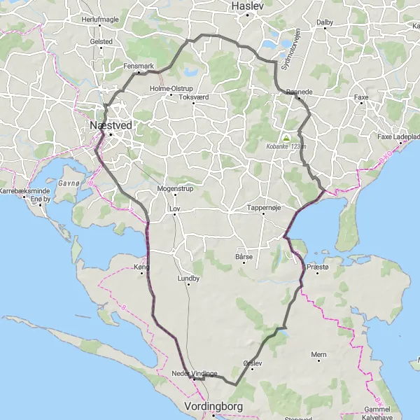 Map miniature of "Cultural Exploration" cycling inspiration in Sjælland, Denmark. Generated by Tarmacs.app cycling route planner