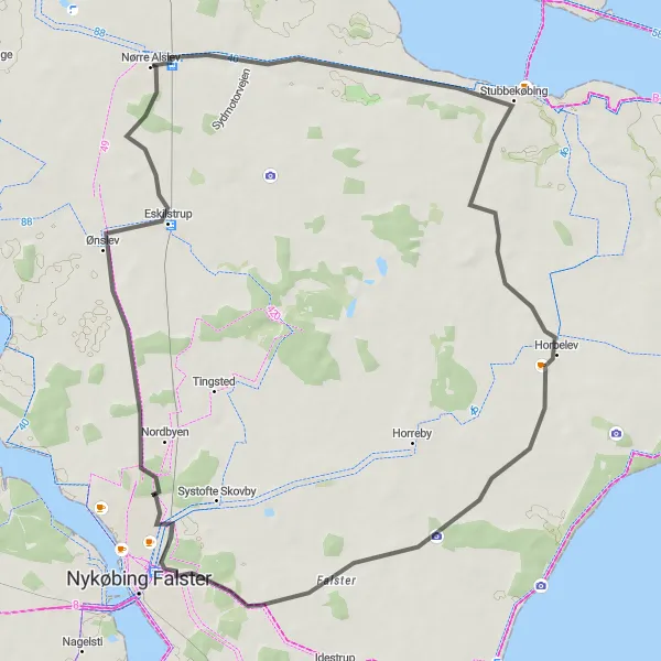 Map miniature of "Stubbekøbing Loop" cycling inspiration in Sjælland, Denmark. Generated by Tarmacs.app cycling route planner