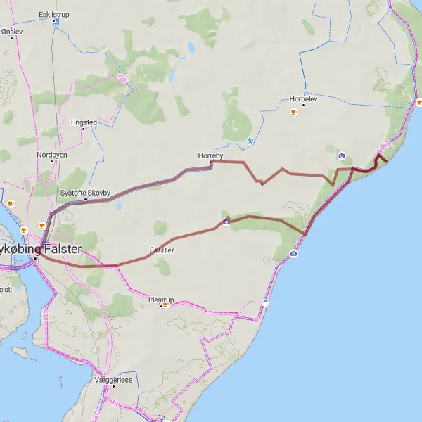 Map miniature of "The Zealand Gravel Adventure" cycling inspiration in Sjælland, Denmark. Generated by Tarmacs.app cycling route planner