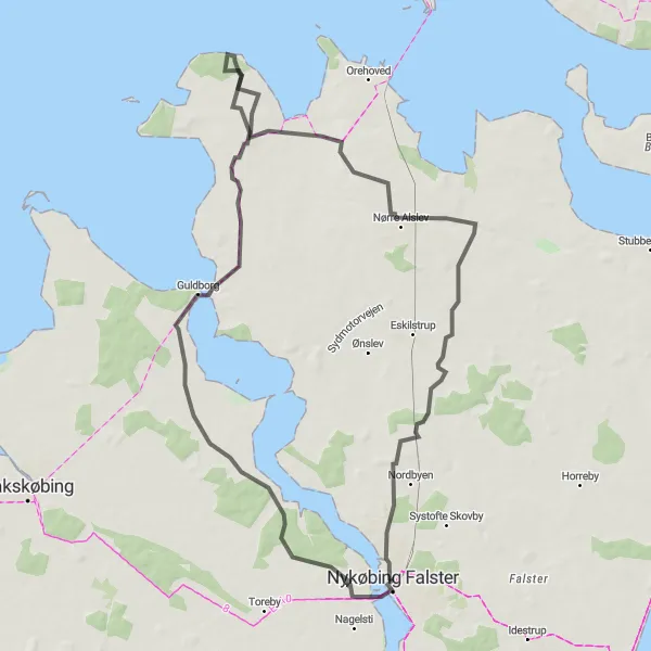 Map miniature of "Coastal Tour" cycling inspiration in Sjælland, Denmark. Generated by Tarmacs.app cycling route planner