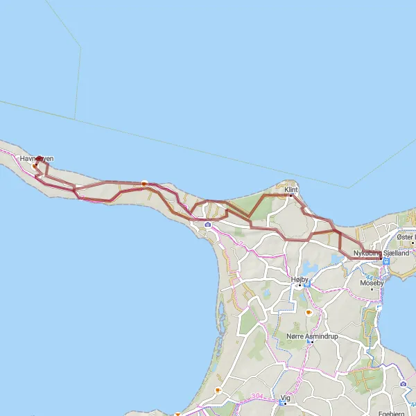Map miniature of "Lumsås Gravel Adventure" cycling inspiration in Sjælland, Denmark. Generated by Tarmacs.app cycling route planner