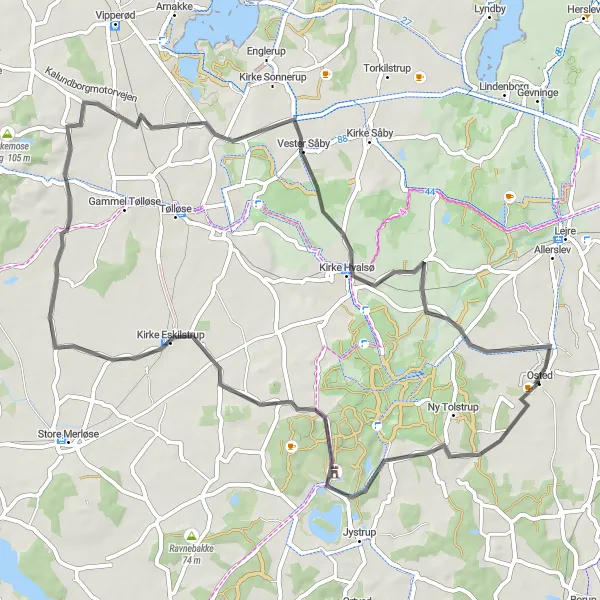 Map miniature of "Nature Retreat" cycling inspiration in Sjælland, Denmark. Generated by Tarmacs.app cycling route planner