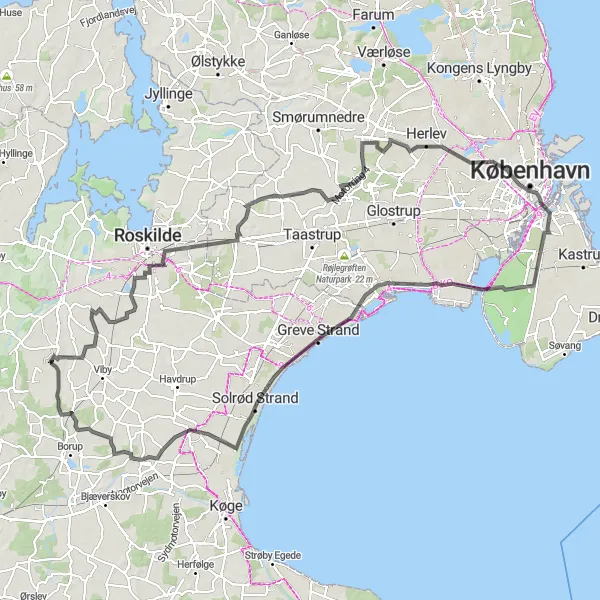 Map miniature of "Heritage Tour" cycling inspiration in Sjælland, Denmark. Generated by Tarmacs.app cycling route planner