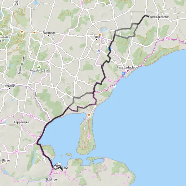 Map miniature of "Roholte and Borreshoved Scenic Route" cycling inspiration in Sjælland, Denmark. Generated by Tarmacs.app cycling route planner