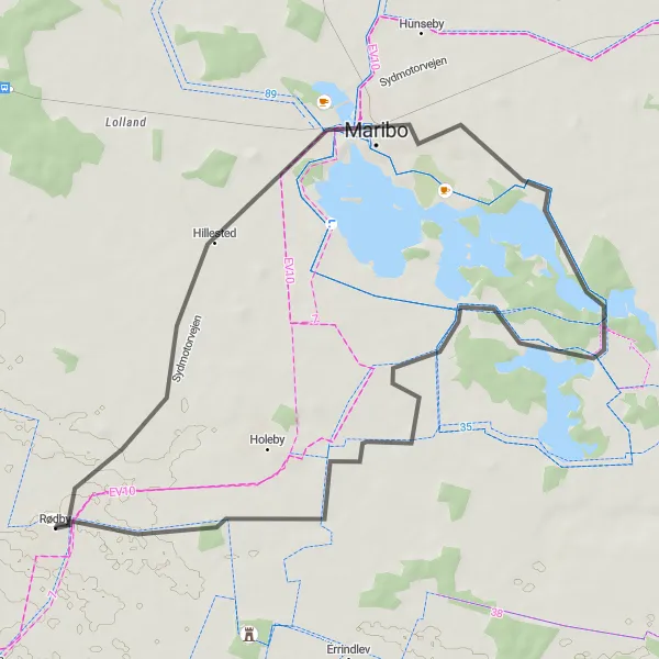 Map miniature of "Krønge Loop Cycling Route" cycling inspiration in Sjælland, Denmark. Generated by Tarmacs.app cycling route planner