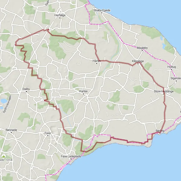 Map miniature of "Gravel Adventure" cycling inspiration in Sjælland, Denmark. Generated by Tarmacs.app cycling route planner