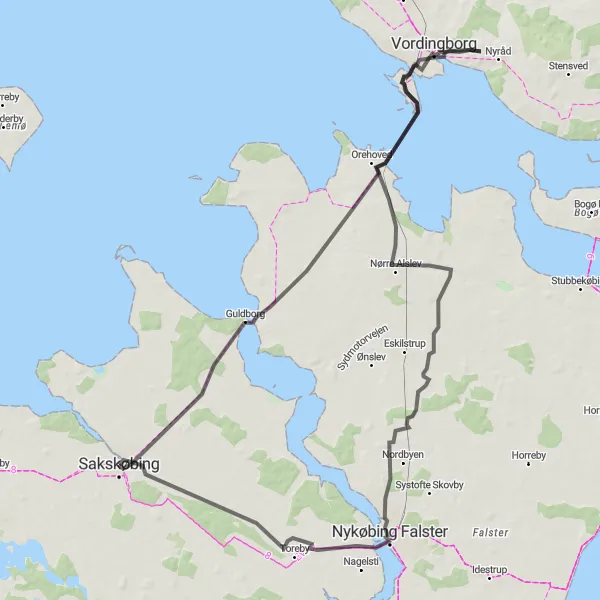 Map miniature of "Ultimate Sakskøbing Experience" cycling inspiration in Sjælland, Denmark. Generated by Tarmacs.app cycling route planner