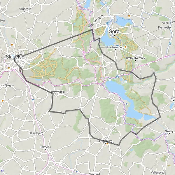 Map miniature of "Skellebjerg Loop" cycling inspiration in Sjælland, Denmark. Generated by Tarmacs.app cycling route planner