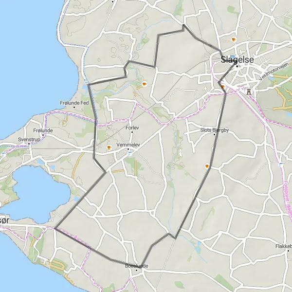 Map miniature of "Boeslunde Exploration" cycling inspiration in Sjælland, Denmark. Generated by Tarmacs.app cycling route planner