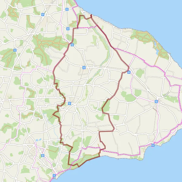 Map miniature of "Scenic Straits and Vallø Slot Gravel Tour" cycling inspiration in Sjælland, Denmark. Generated by Tarmacs.app cycling route planner