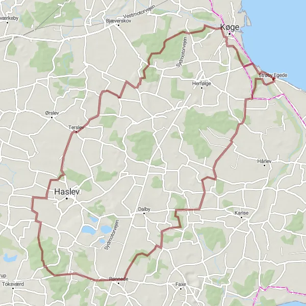 Map miniature of "Gravel Adventure" cycling inspiration in Sjælland, Denmark. Generated by Tarmacs.app cycling route planner