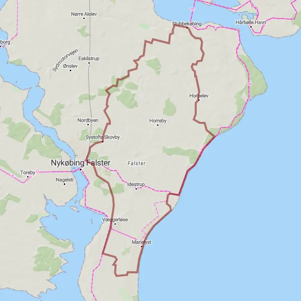 Map miniature of "Gravel Adventure" cycling inspiration in Sjælland, Denmark. Generated by Tarmacs.app cycling route planner