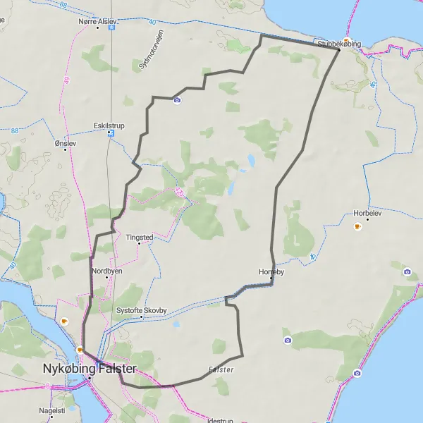 Map miniature of "Historical Highlights" cycling inspiration in Sjælland, Denmark. Generated by Tarmacs.app cycling route planner