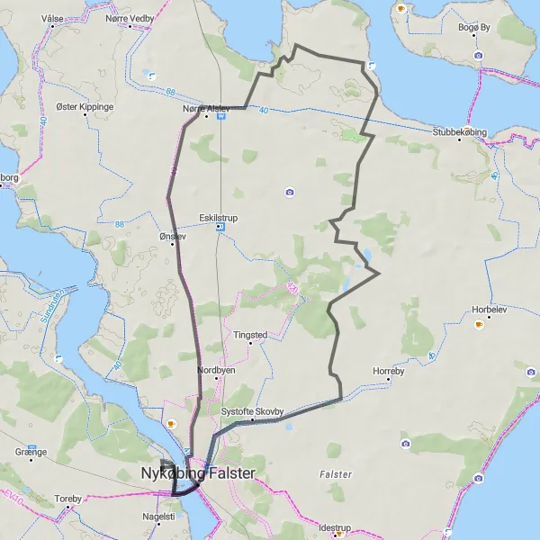 Map miniature of "Sundby to Systofte Skovby" cycling inspiration in Sjælland, Denmark. Generated by Tarmacs.app cycling route planner