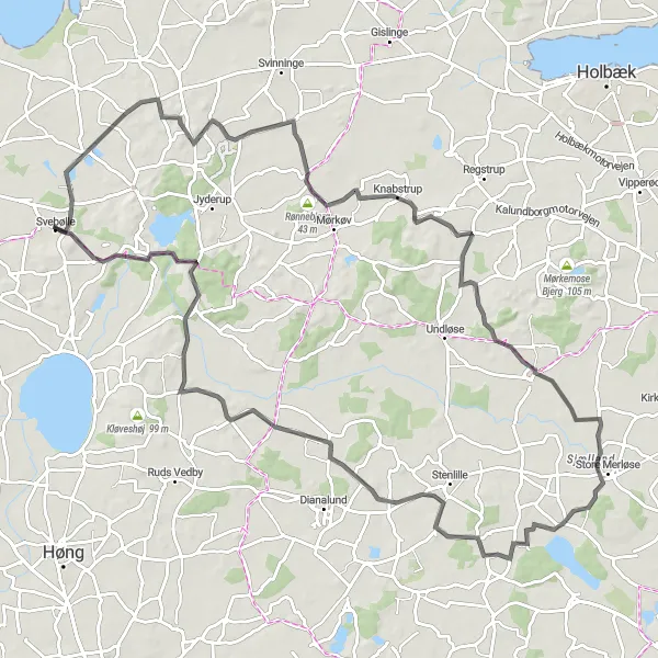 Map miniature of "Svebølle Discover" cycling inspiration in Sjælland, Denmark. Generated by Tarmacs.app cycling route planner