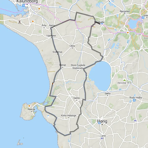 Map miniature of "Mullerup Magic" cycling inspiration in Sjælland, Denmark. Generated by Tarmacs.app cycling route planner