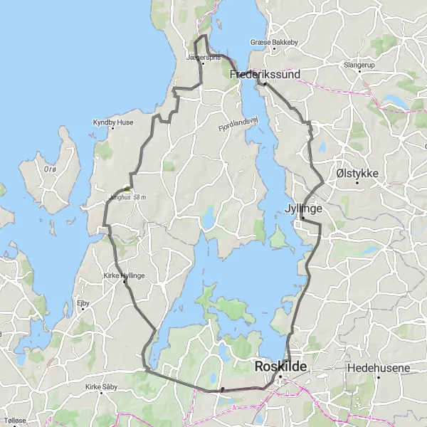 Map miniature of "Hyllinge Heritage Ride" cycling inspiration in Sjælland, Denmark. Generated by Tarmacs.app cycling route planner