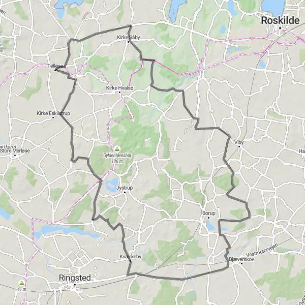 Map miniature of "Tølløse to Soderup Adventure" cycling inspiration in Sjælland, Denmark. Generated by Tarmacs.app cycling route planner