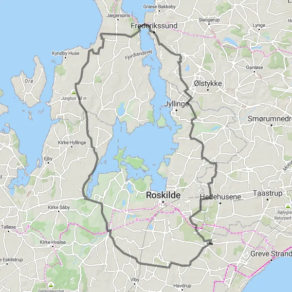 Map miniature of "Lejre Adventure" cycling inspiration in Sjælland, Denmark. Generated by Tarmacs.app cycling route planner