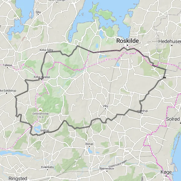 Map miniature of "Tune to Jystrup Adventure" cycling inspiration in Sjælland, Denmark. Generated by Tarmacs.app cycling route planner