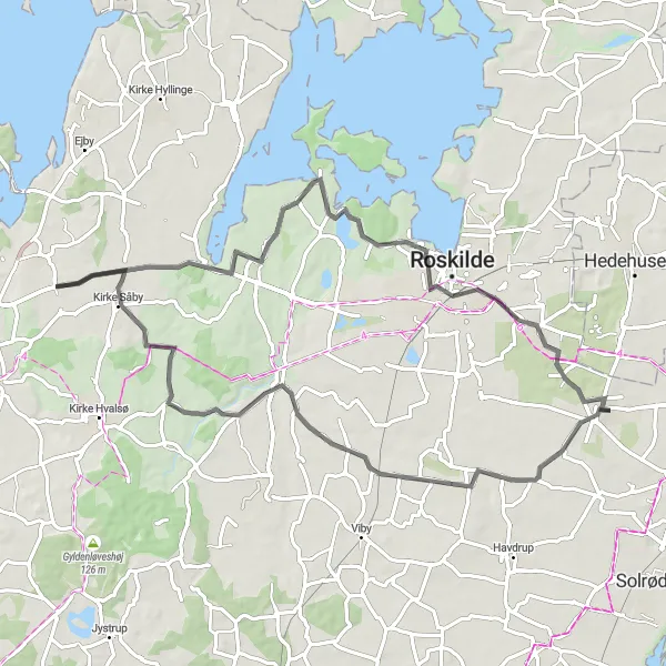 Map miniature of "Tune to Kirke Såby Adventure" cycling inspiration in Sjælland, Denmark. Generated by Tarmacs.app cycling route planner