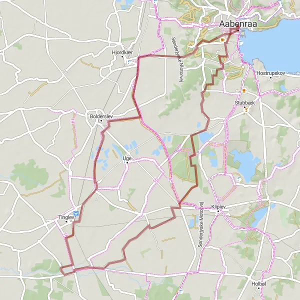 Map miniature of "The Røllum Connection" cycling inspiration in Syddanmark, Denmark. Generated by Tarmacs.app cycling route planner