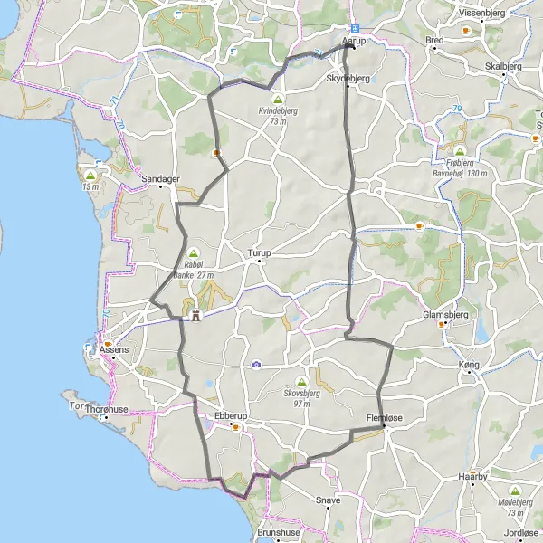 Map miniature of "Søllested Loop" cycling inspiration in Syddanmark, Denmark. Generated by Tarmacs.app cycling route planner