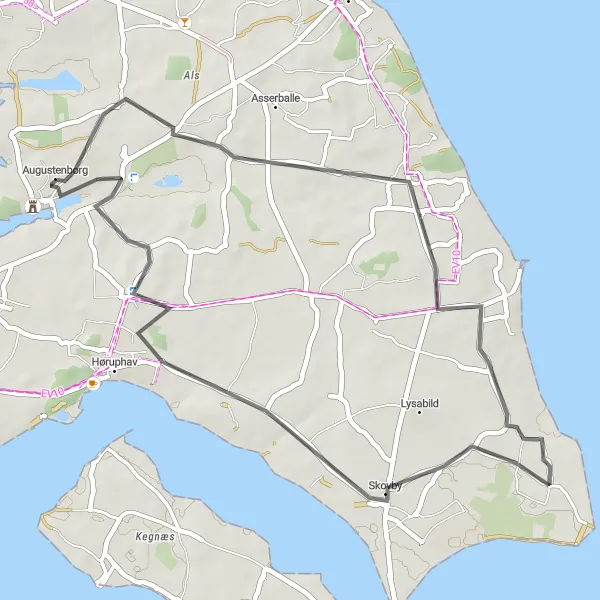 Map miniature of "Ketting Loop" cycling inspiration in Syddanmark, Denmark. Generated by Tarmacs.app cycling route planner