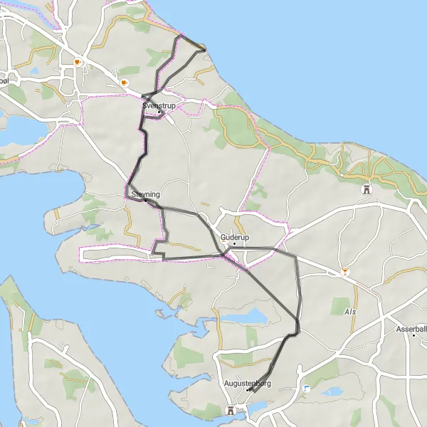Map miniature of "Short Excursion to Ketting" cycling inspiration in Syddanmark, Denmark. Generated by Tarmacs.app cycling route planner