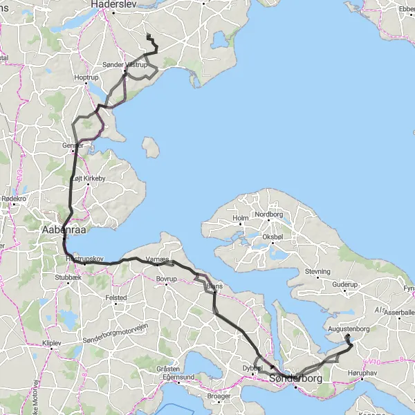 Map miniature of "Syddanmark Grand Tour" cycling inspiration in Syddanmark, Denmark. Generated by Tarmacs.app cycling route planner