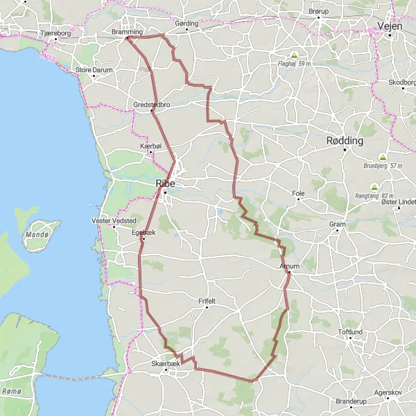 Map miniature of "Gravel Adventure" cycling inspiration in Syddanmark, Denmark. Generated by Tarmacs.app cycling route planner